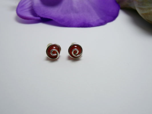 Sterling Silver Stud Earrings With Carnelian