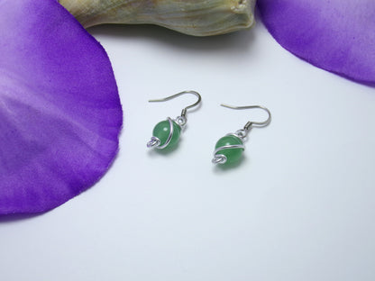 Green Aventurine Wire Wrapped Earrings