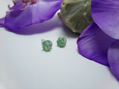 Sterling Silver Stud Earrings With Green Aventurine