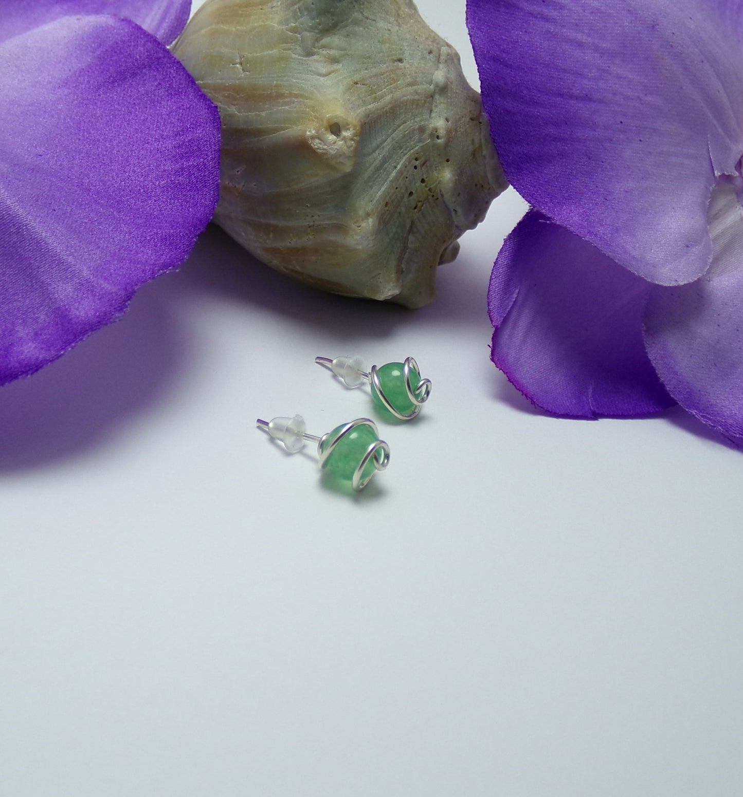 Sterling Silver Stud Earrings With Green Aventurine