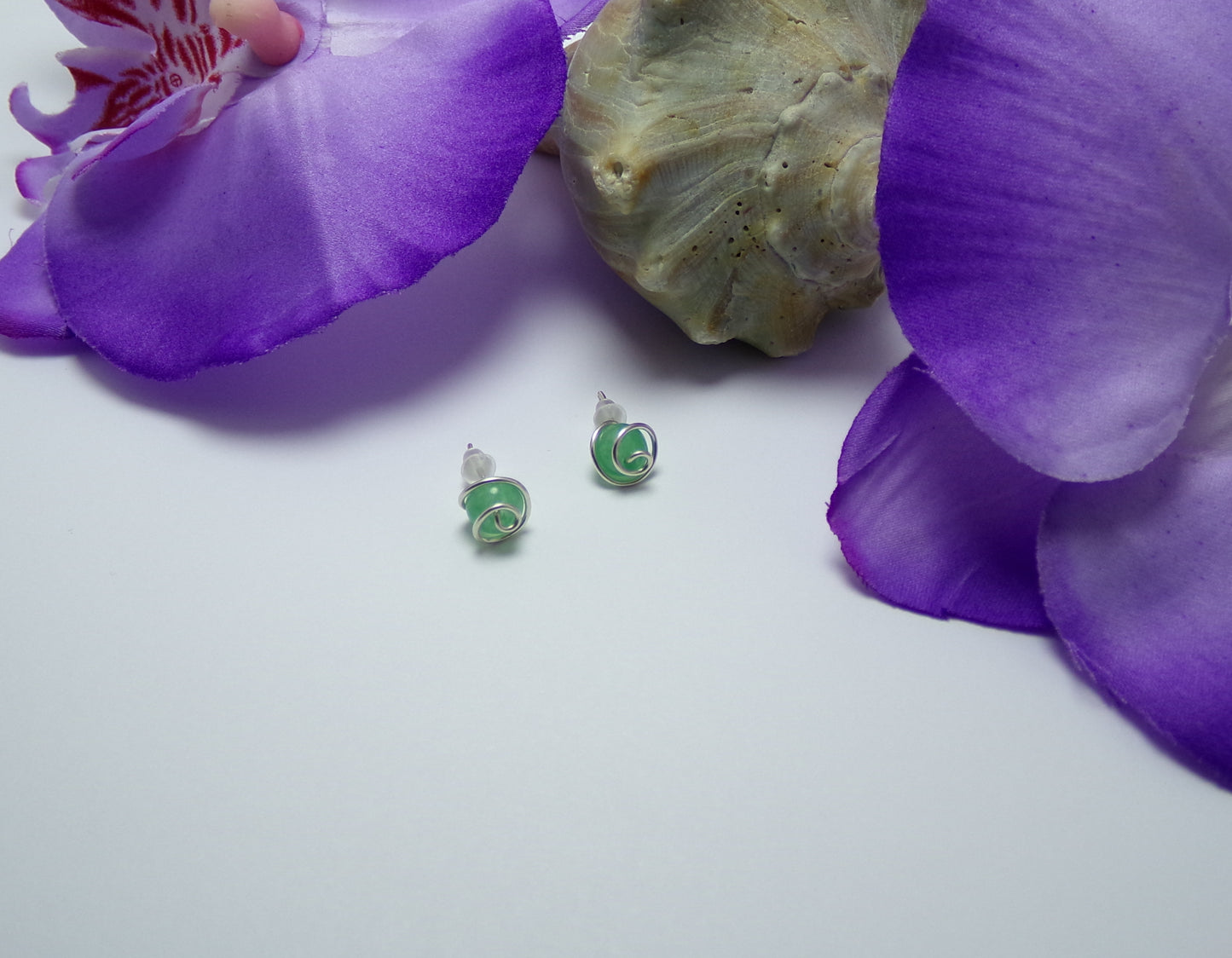 Sterling Silver Stud Earrings With Green Aventurine